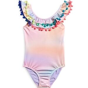 PQ Kids Girls' Pom Pom One Piece Swimsuit